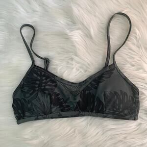Aerie mesh tropical leaf pullover scoop bikini top XS